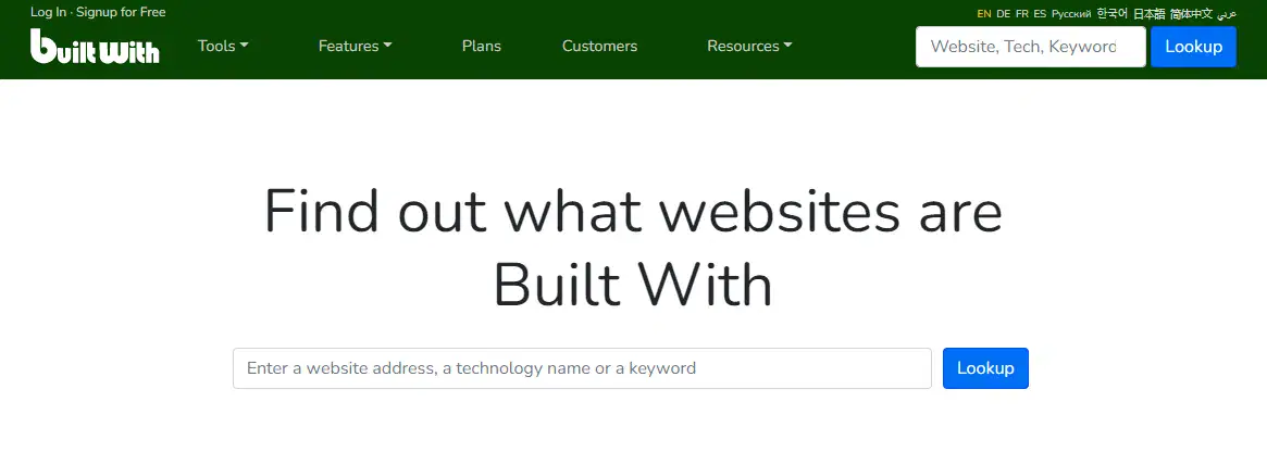 BuiltWith Technology Lookup BuiltWhith
