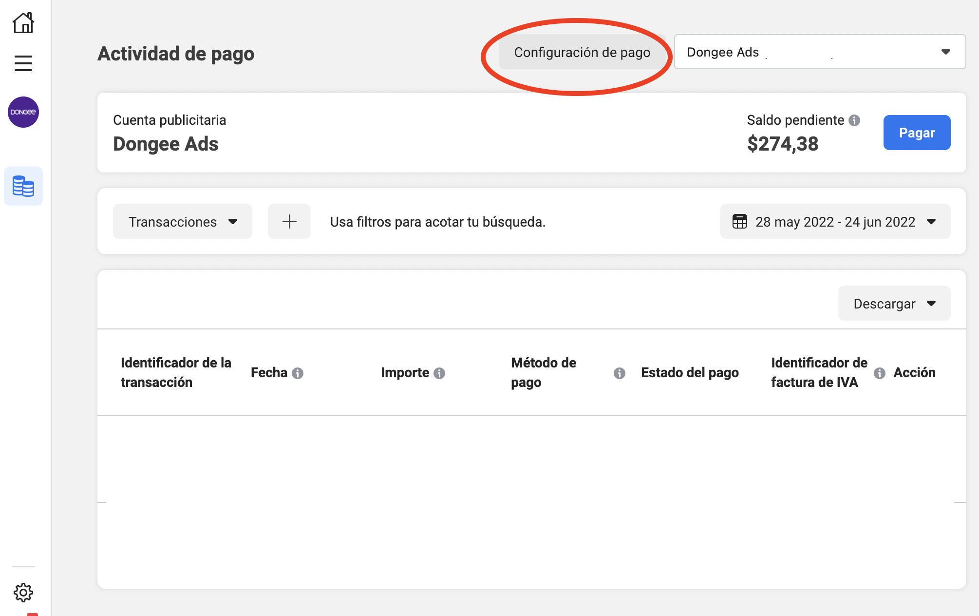 Configuraciones de pago