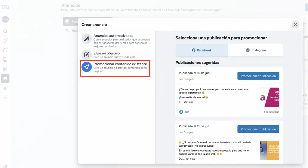 Promocionar contenido
