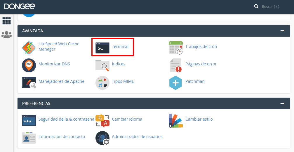 Cpanel terminal copiar archivos ssh terminal