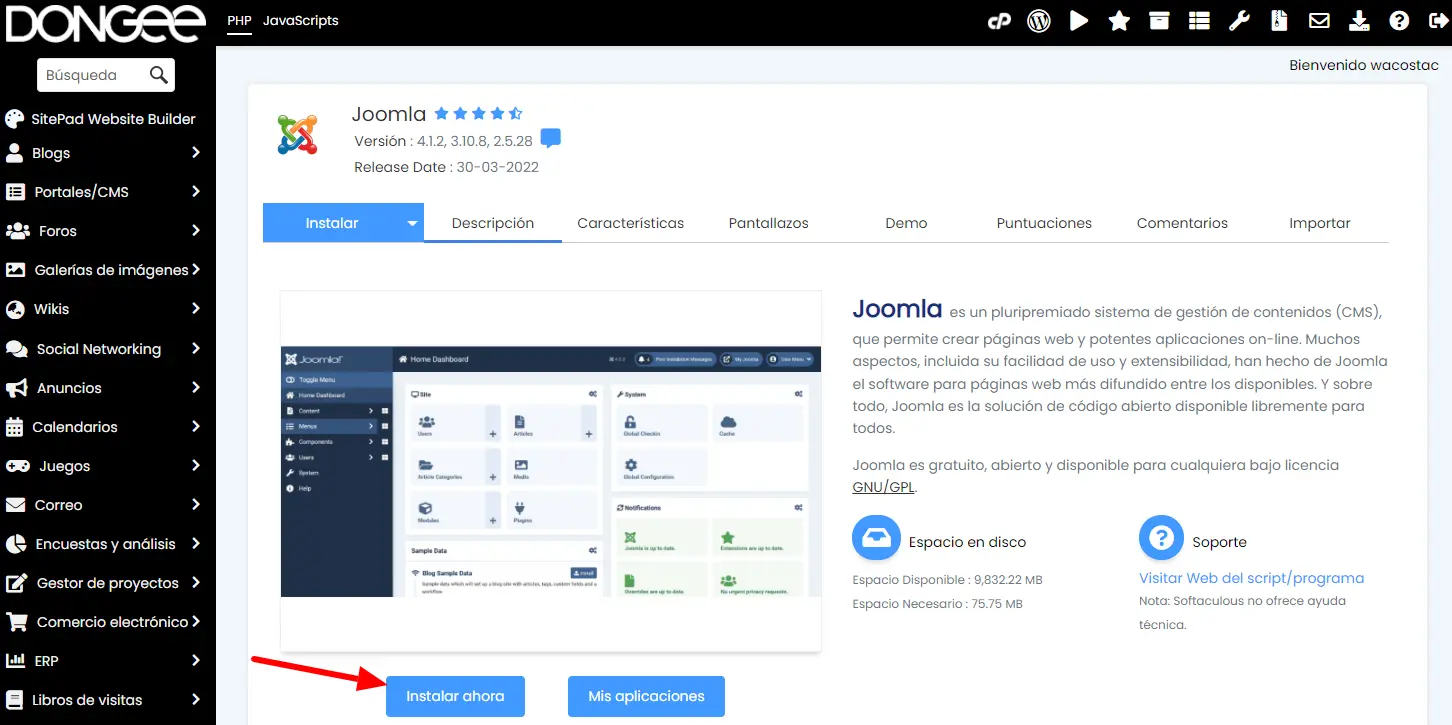 Descargar e instalar joomla