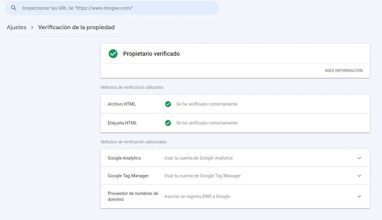 Verificación de la propiedad Verificación de la propiedad