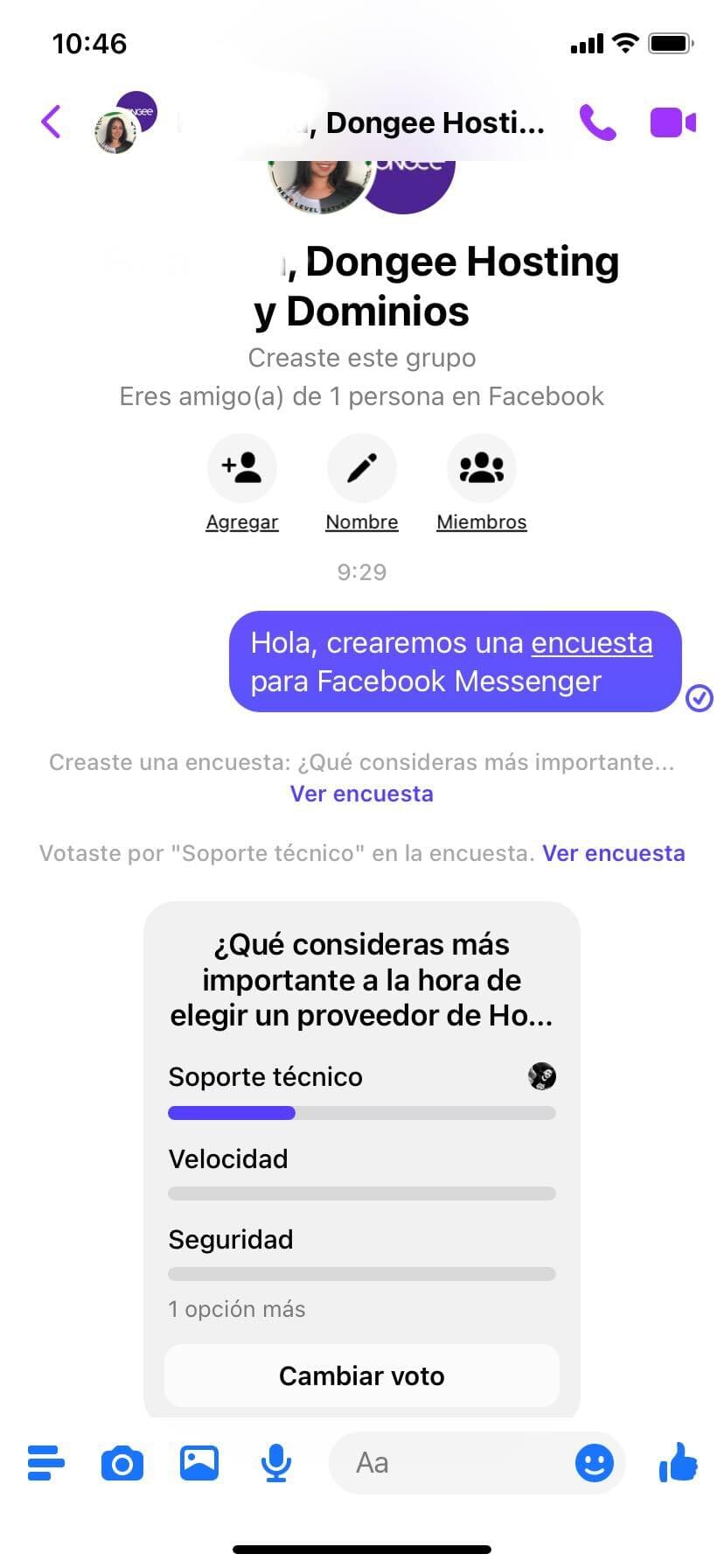 votacion encuesta facebook messenger