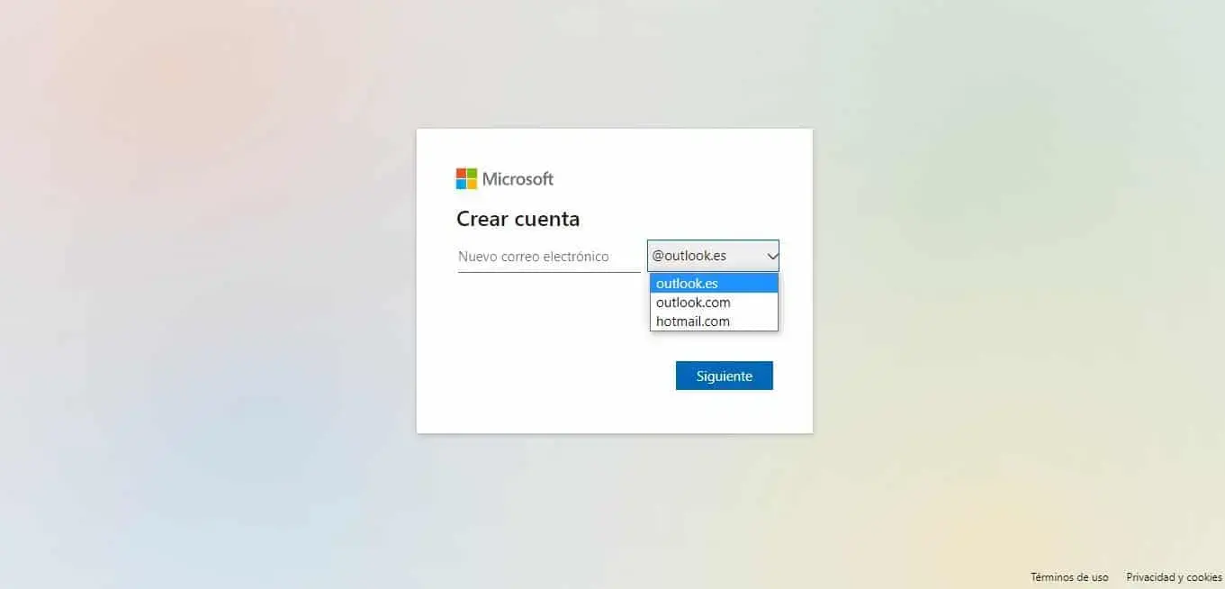 crear cuenta outlook
