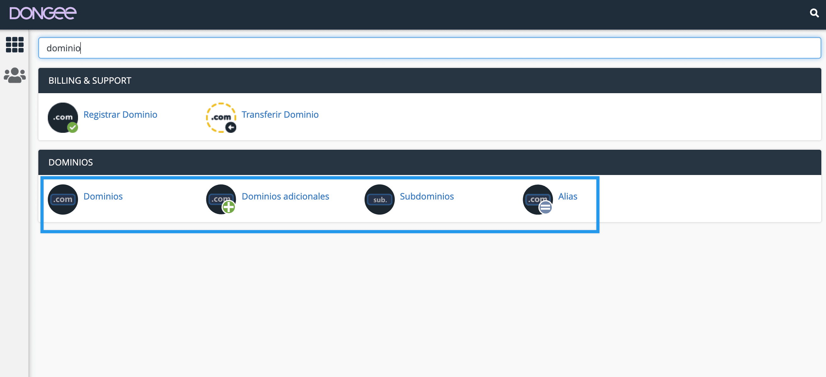 dominio dominios cpanel
