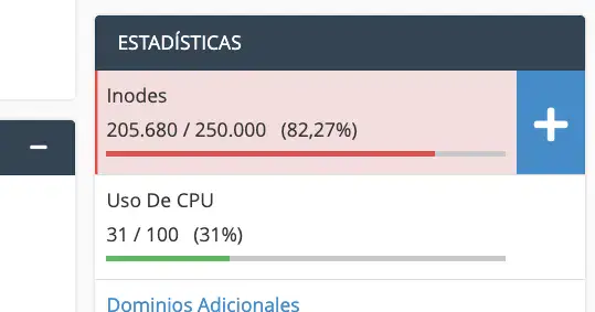 inodes que es inode en cpanel